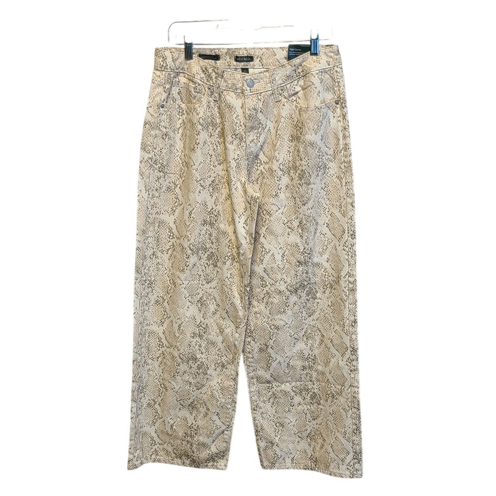 Wild Fable Women's Low Rise‎ Baggy Jeans Snakeskin Print Rigid Denim Tan Grey 8R
